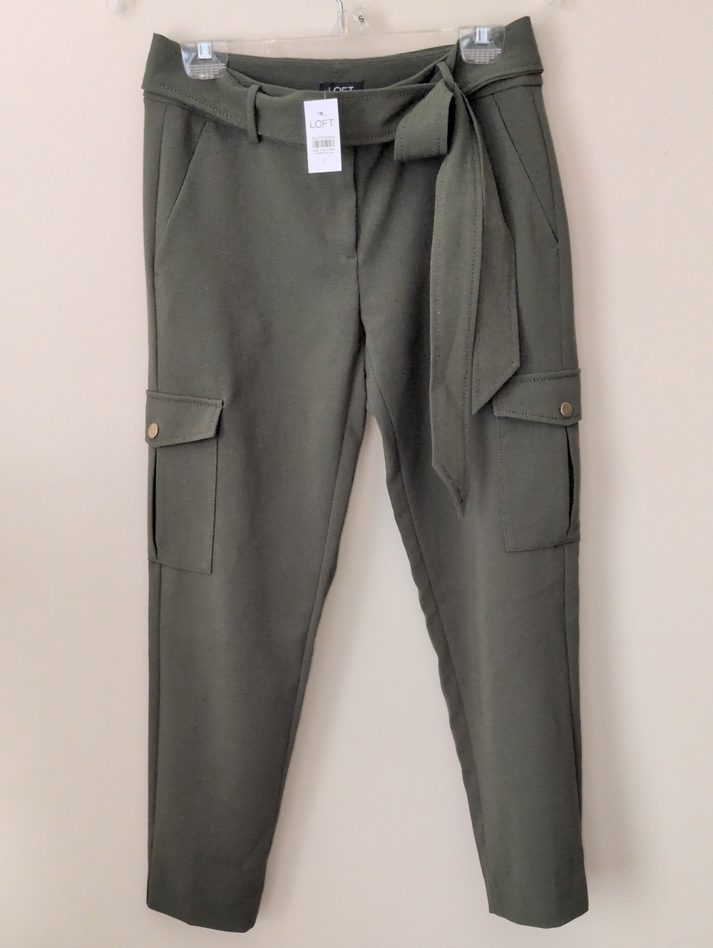 LOFT Olive Green Belted Cargo Pants